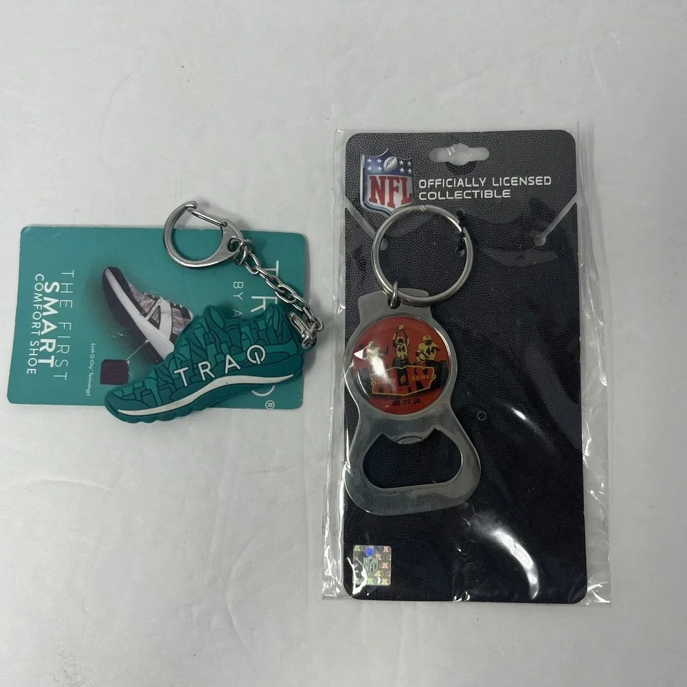 NFL Super Bowl Keychain Bottle Opener XLIV and TRAQ Alegria Keychain Smart  Shoe